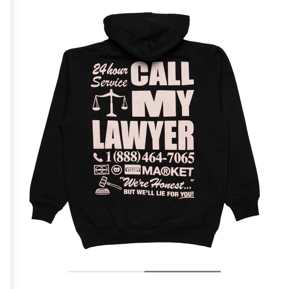MARKET 24 HR LAWYER SERVICE HOODIE Size XL Black
